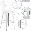Flash Furniture Commercial Grade 30″ High Black Metal Indoor-Outdoor Barstool with Removable Back(Distressed White)