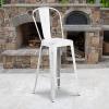 Flash Furniture Commercial Grade 30″ High Black Metal Indoor-Outdoor Barstool with Removable Back(Distressed White)