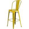 Flash Furniture Commercial Grade 30″ High Black Metal Indoor-Outdoor Barstool with Removable Back(Distressed Yellow)