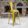 Flash Furniture Commercial Grade 30″ High Black Metal Indoor-Outdoor Barstool with Removable Back(Distressed Yellow)