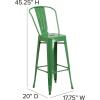 Flash Furniture Commercial Grade 30″ High Black Metal Indoor-Outdoor Barstool with Removable Back(Green)