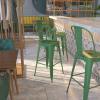Flash Furniture Commercial Grade 30″ High Black Metal Indoor-Outdoor Barstool with Removable Back(Green)