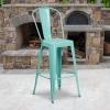 Flash Furniture Commercial Grade 30″ High Black Metal Indoor-Outdoor Barstool with Removable Back(Mint Green)