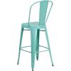 Flash Furniture Commercial Grade 30″ High Black Metal Indoor-Outdoor Barstool with Removable Back(Mint Green)
