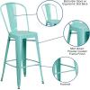 Flash Furniture Commercial Grade 30″ High Black Metal Indoor-Outdoor Barstool with Removable Back(Mint Green)
