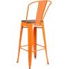 Flash Furniture Commercial Grade 30″ High Black Metal Indoor-Outdoor Barstool with Removable Back(Orange)
