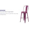 Flash Furniture Commercial Grade 30″ High Black Metal Indoor-Outdoor Barstool with Removable Back(Purple)