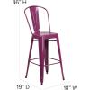 Flash Furniture Commercial Grade 30″ High Black Metal Indoor-Outdoor Barstool with Removable Back(Purple)
