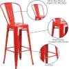 Flash Furniture Commercial Grade 30″ High Black Metal Indoor-Outdoor Barstool with Removable Back(Red)