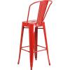 Flash Furniture Commercial Grade 30″ High Black Metal Indoor-Outdoor Barstool with Removable Back(Red)