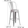 Flash Furniture Commercial Grade 30″ High Black Metal Indoor-Outdoor Barstool with Removable Back(Silver)