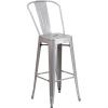 Flash Furniture Commercial Grade 30″ High Black Metal Indoor-Outdoor Barstool with Removable Back(Silver)