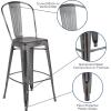 Flash Furniture Commercial Grade 30″ High Black Metal Indoor-Outdoor Barstool with Removable Back(Silver Gray)