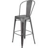 Flash Furniture Commercial Grade 30″ High Black Metal Indoor-Outdoor Barstool with Removable Back(Silver Gray)