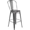 Flash Furniture Commercial Grade 30″ High Black Metal Indoor-Outdoor Barstool with Removable Back(Silver Gray)