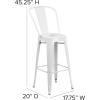 Flash Furniture Commercial Grade 30″ High Black Metal Indoor-Outdoor Barstool with Removable Back(White)