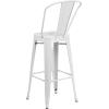 Flash Furniture Commercial Grade 30″ High Black Metal Indoor-Outdoor Barstool with Removable Back(White)