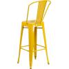 Flash Furniture Commercial Grade 30″ High Black Metal Indoor-Outdoor Barstool with Removable Back(Yellow)