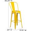 Flash Furniture Commercial Grade 30″ High Black Metal Indoor-Outdoor Barstool with Removable Back(Yellow)