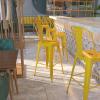 Flash Furniture Commercial Grade 30″ High Black Metal Indoor-Outdoor Barstool with Removable Back(Yellow)