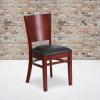 Flash Furniture Lacey Series Solid Back Walnut Wood Restaurant Chair – Burgundy Vinyl Seat(Black Vinyl Seat/Mahogany Wood Frame)