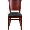 Flash Furniture Lacey Series Solid Back Walnut Wood Restaurant Chair – Burgundy Vinyl Seat(Black Vinyl Seat/Mahogany Wood Frame)