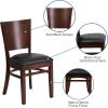 Flash Furniture Lacey Series Solid Back Walnut Wood Restaurant Chair – Burgundy Vinyl Seat(Black Vinyl Seat/Walnut Wood Frame)