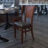 Flash Furniture Lacey Series Solid Back Walnut Wood Restaurant Chair – Burgundy Vinyl Seat(Black/Walnut)