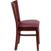 Flash Furniture Lacey Series Solid Back Walnut Wood Restaurant Chair – Burgundy Vinyl Seat(Burgundy Vinyl Seat/Mahogany Wood Frame)