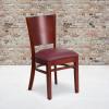 Flash Furniture Lacey Series Solid Back Walnut Wood Restaurant Chair – Burgundy Vinyl Seat(Burgundy Vinyl Seat/Mahogany Wood Frame)
