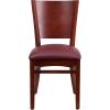 Flash Furniture Lacey Series Solid Back Walnut Wood Restaurant Chair – Burgundy Vinyl Seat(Burgundy Vinyl Seat/Mahogany Wood Frame)