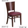 Flash Furniture Lacey Series Solid Back Walnut Wood Restaurant Chair – Burgundy Vinyl Seat(Burgundy/Walnut)