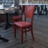 Flash Furniture Lacey Series Solid Back Walnut Wood Restaurant Chair – Burgundy Vinyl Seat(Burgundy/Walnut)