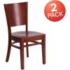 Flash Furniture Lacey Series Solid Back Walnut Wood Restaurant Chair – Burgundy Vinyl Seat(Mahogany Wood Seat/Mahogany Wood Frame)