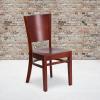 Flash Furniture Lacey Series Solid Back Walnut Wood Restaurant Chair – Burgundy Vinyl Seat(Mahogany Wood Seat/Mahogany Wood Frame)