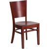 Flash Furniture Lacey Series Solid Back Walnut Wood Restaurant Chair – Burgundy Vinyl Seat(Mahogany Wood Seat/Mahogany Wood Frame)