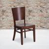 Flash Furniture Lacey Series Solid Back Walnut Wood Restaurant Chair – Burgundy Vinyl Seat(Walnut Wood Seat/Walnut Wood Frame)