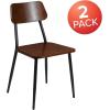 Flash Furniture Lincoln Stackable Industrial Dining Chair with Gunmetal Steel Frame and Rustic Wood Seat, Set of 2(Industrial)