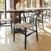 Flash Furniture Logan Commercial Wood Dining Chair, Y-Back Style, Stackable Design, Solid Wood Frame, Kraft Paper Seat, Mortise and Tenon, Oak/Natural(Black Frame/Natural Seat)