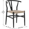 Flash Furniture Logan Commercial Wood Dining Chair, Y-Back Style, Stackable Design, Solid Wood Frame, Kraft Paper Seat, Mortise and Tenon, Oak/Natural(Black Frame/Natural Seat)