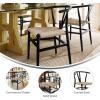 Flash Furniture Logan Commercial Wood Dining Chair, Y-Back Style, Stackable Design, Solid Wood Frame, Kraft Paper Seat, Mortise and Tenon, Oak/Natural(Black Frame/Natural Seat)