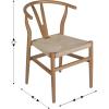 Flash Furniture Logan Commercial Wood Dining Chair, Y-Back Style, Stackable Design, Solid Wood Frame, Kraft Paper Seat, Mortise and Tenon, Oak/Natural(Oak Frame/Natural Seat)