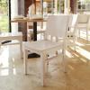Flash Furniture Naples Commercial Solid Wood Dining Chair, Curved Backrest, Sturdy Mortise and Tenon Construction, Black(Antique White)