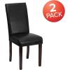 Flash Furniture Traditional Black LeatherSoft Upholstered Panel Back Parsons Dining Chair(Black)