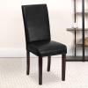 Flash Furniture Traditional Black LeatherSoft Upholstered Panel Back Parsons Dining Chair(Black)