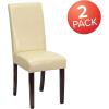 Flash Furniture Traditional Black LeatherSoft Upholstered Panel Back Parsons Dining Chair(Ivory)