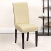 Flash Furniture Traditional Black LeatherSoft Upholstered Panel Back Parsons Dining Chair(Ivory)