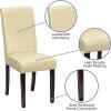 Flash Furniture Traditional Black LeatherSoft Upholstered Panel Back Parsons Dining Chair(Ivory)