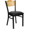 Flash Furniture 2 Pack HERCULES Series Black Slat Back Metal Restaurant Chair – Natural Wood Back & Seat(Natural Wood Back/Black Vinyl Seat/Black Metal Frame)
