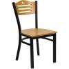 Flash Furniture 2 Pack HERCULES Series Black Slat Back Metal Restaurant Chair – Natural Wood Back & Seat(Natural Wood Back/Natural Wood Seat/Black Metal Frame)